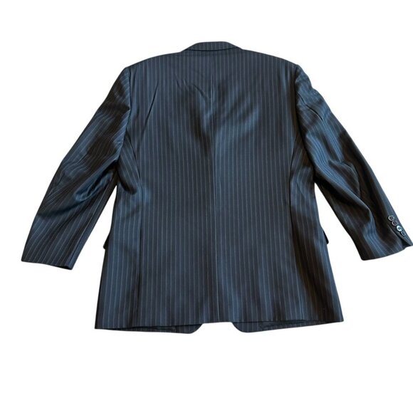 Zegna Navy Pinstripe Blazer Jacket Three-Button Luxury Designer Size 54R Men's - Picture 9 of 14